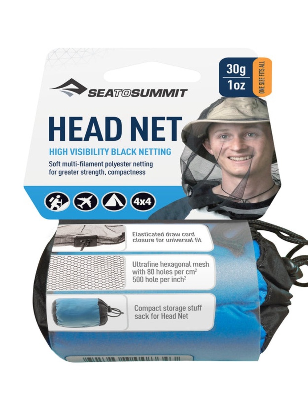 Sea to Summit Mosquito Head Net in Black and Teal